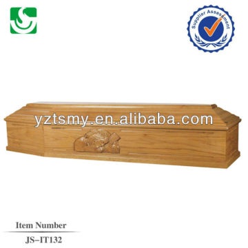 Sur mesure belle sculpté à bas prix cercueil en bois en gros